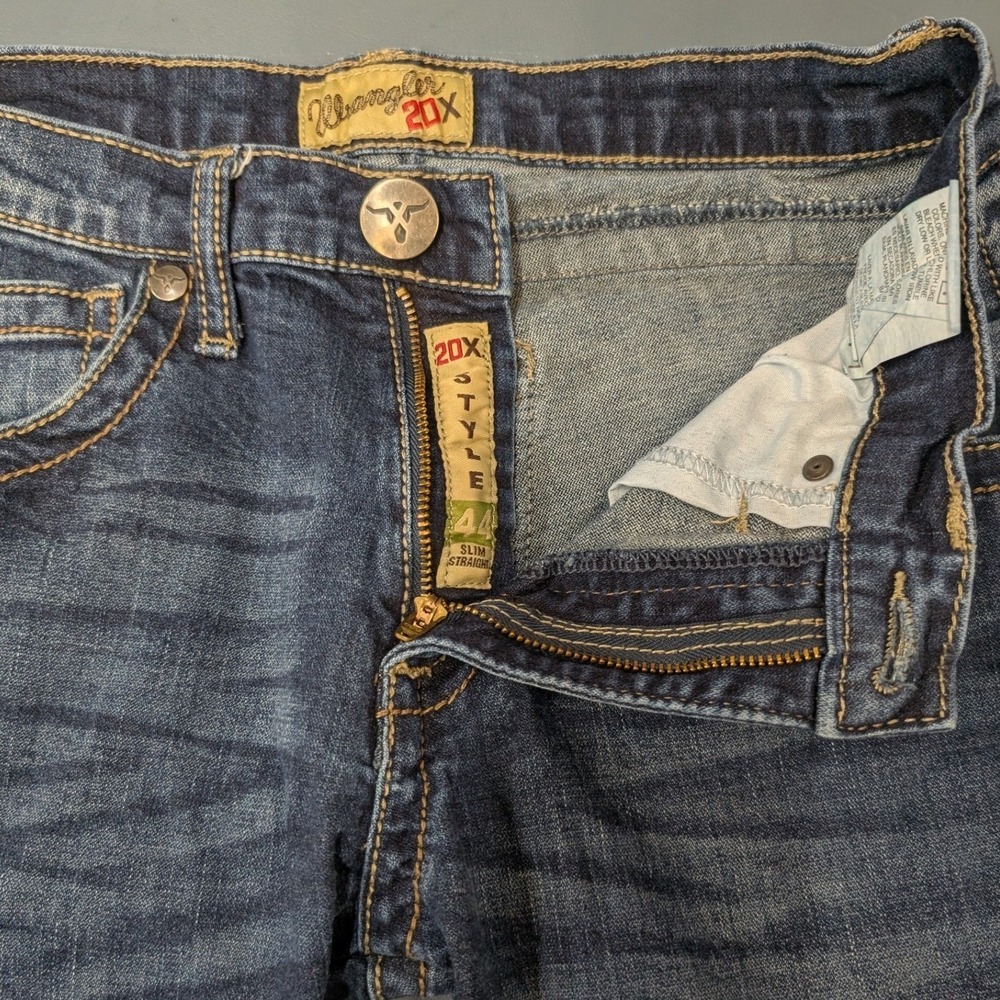 Wrangler 20X No. 44 Slim Straight Jeans Mens 28x32 Dark Wash - Picture 10 of 15